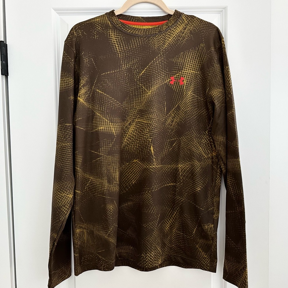 Under Armour Cold Gear Brown Printed Long Sleeve Base Layer Thermal Shirt